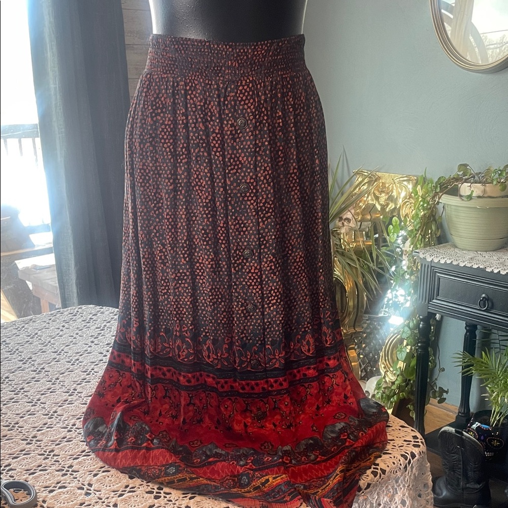Carole Little Orange and Black Midi Skirt